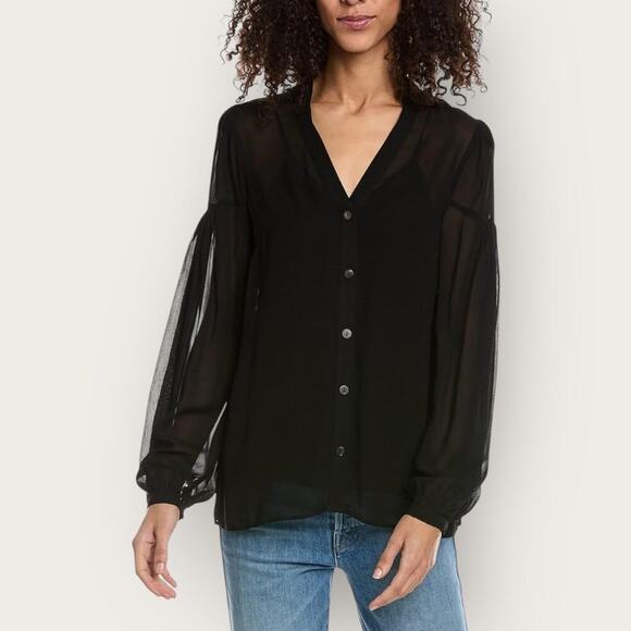 The Kooples Tops - NWT | The Kooples | Sheer Button-Up Blouse & Camisole Set | Black | Size 2